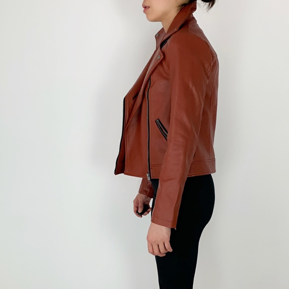 MOTO Biker Hooded Jacket- Camel Cognac - Picture 7 of 7